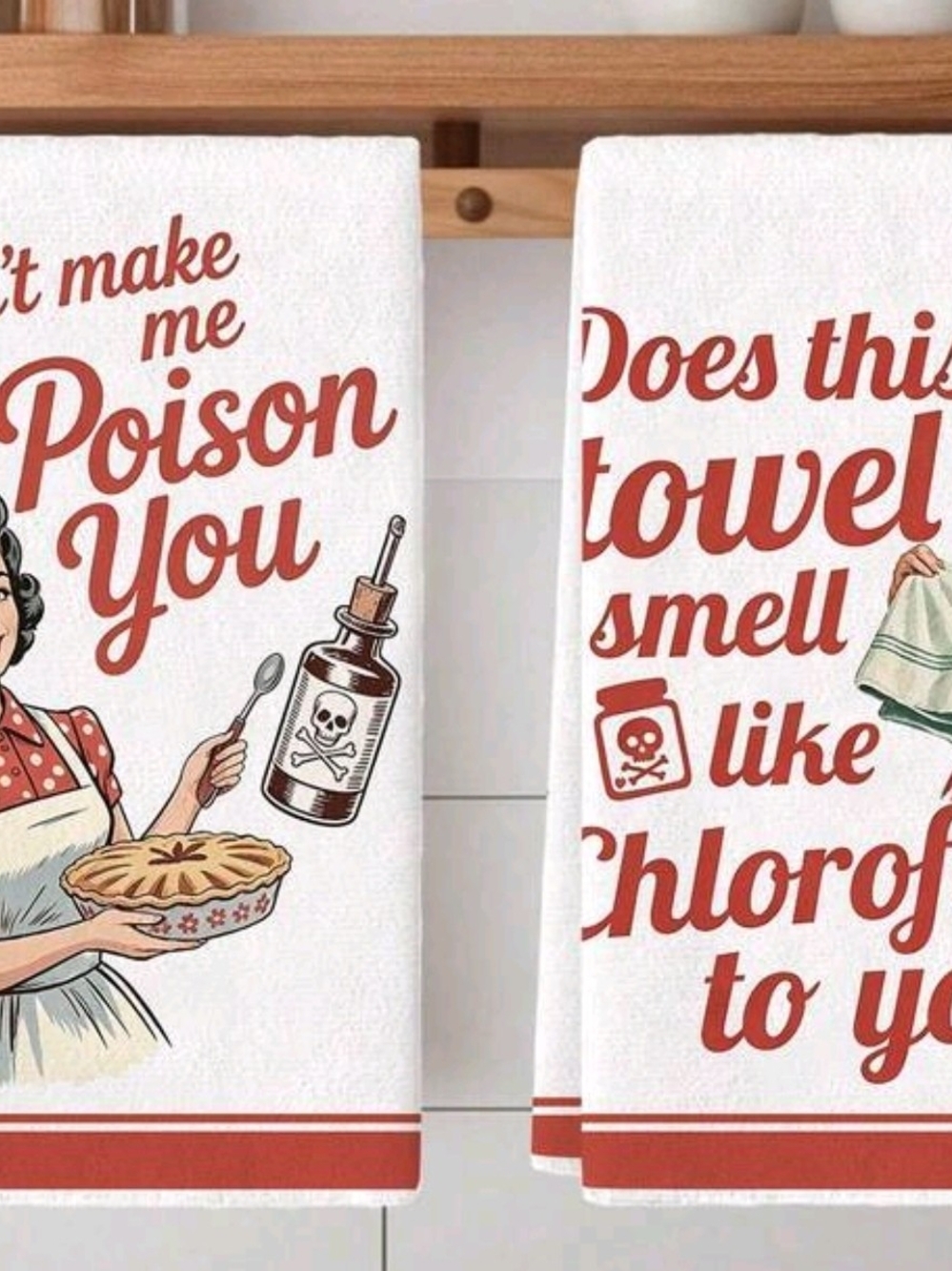 Red and White Retro Poison Kitchen Towels